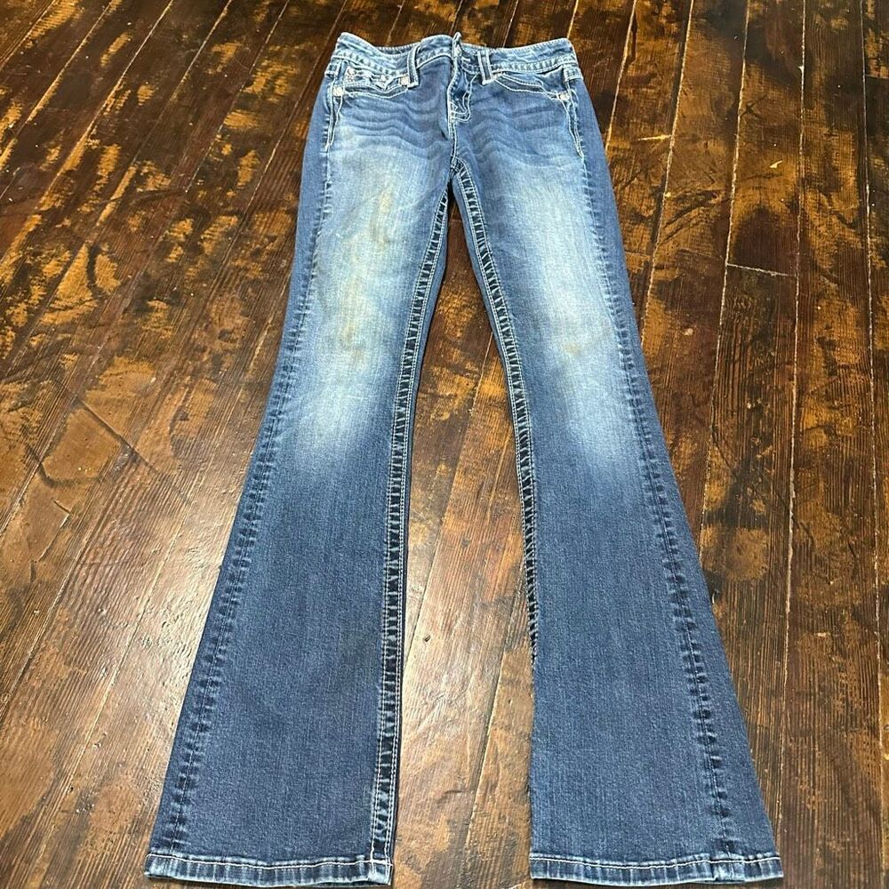 Miss Me distressed bling rhinestone size 26 western bootcut jeans